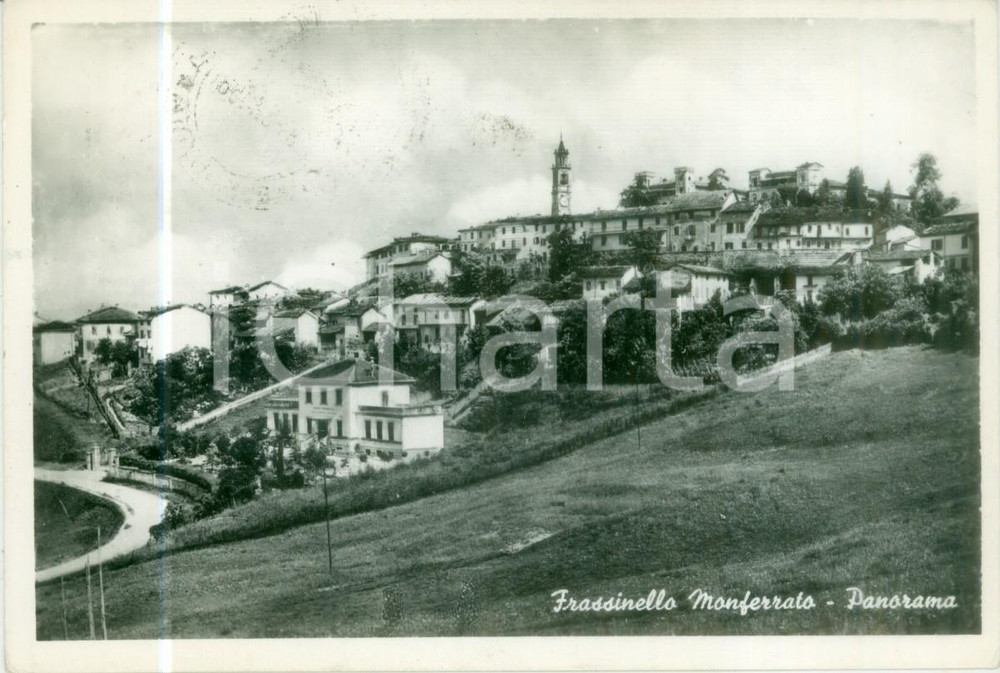 Cartolina originale da collezione 1957 FRASSINELLO MONFERRATO AL Panorama del paese Cartolina FG VG 1