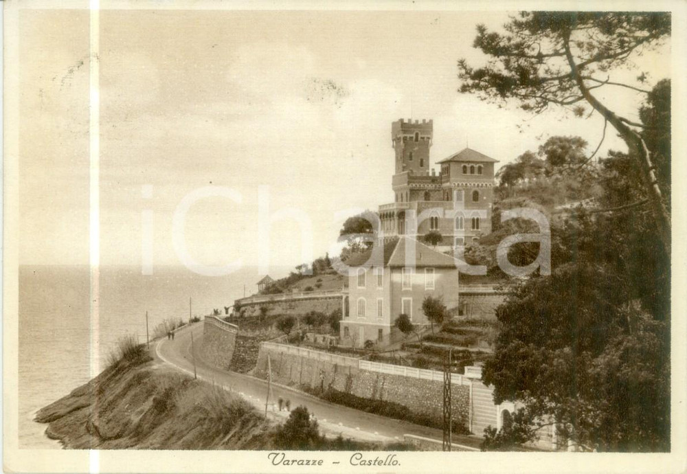 Cartolina originale da collezione 1937 VARAZZE SV veduta del castello Cartolina postale FG VG 1
