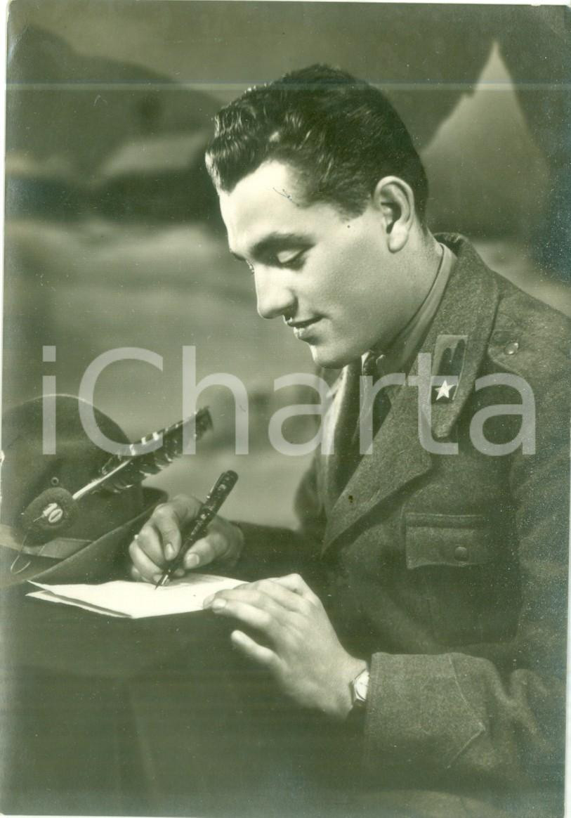 Cartolina originale da collezione 1942 WW2 Alpino del 10Â° Reggimento scrive lettera a casa Cartolina FG VG 1