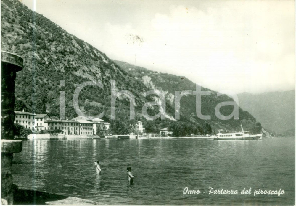 Cartolina originale da collezione 1960 OLIVETO LARIO LC Partenza del piroscafo da ONNO Cartolina FG VG 1