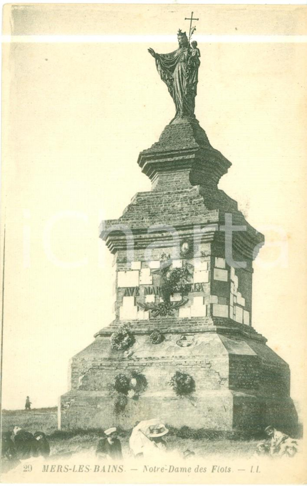 Cartolina originale da collezione 1930 ca MERSLESBAINS F NotreDameDesFlots Cartolina ANIMATA FP NV 1