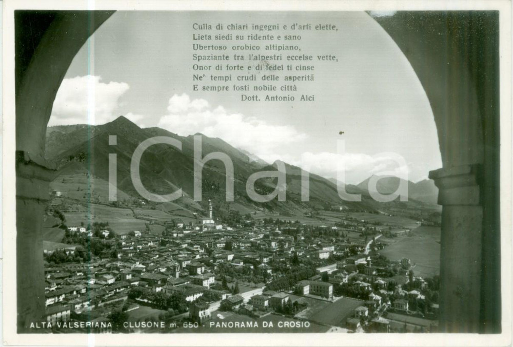 Cartolina originale da collezione 1964 CLUSONE BG Panorama da CROSIO in Alta Val SERIANA Cartolina FG VG 1