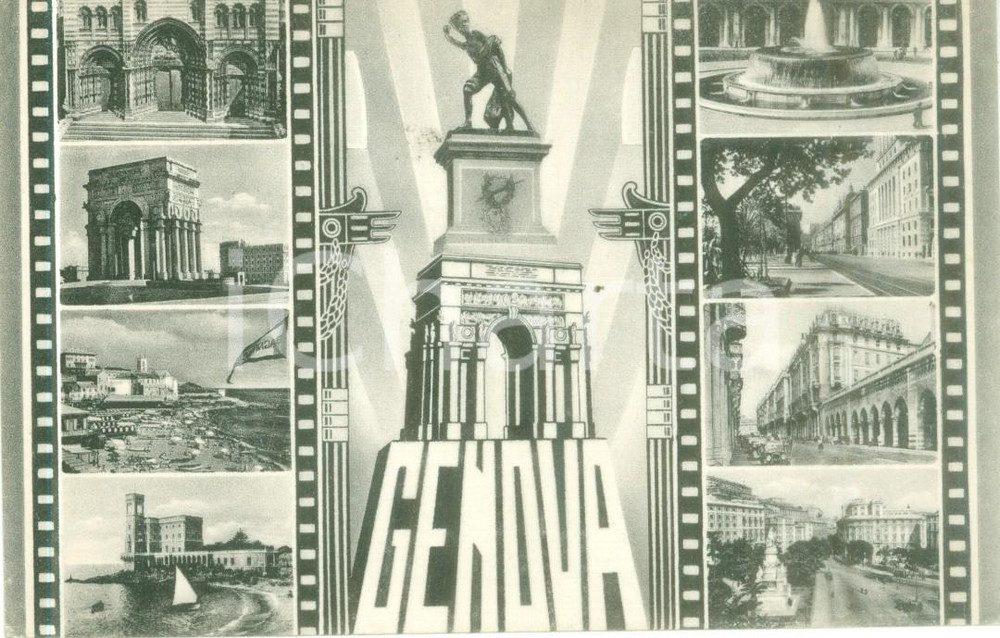Cartolina originale da collezione 1940 ca GENOVA Vedutine con Arco della Vittoria Cartolina FP NV 1