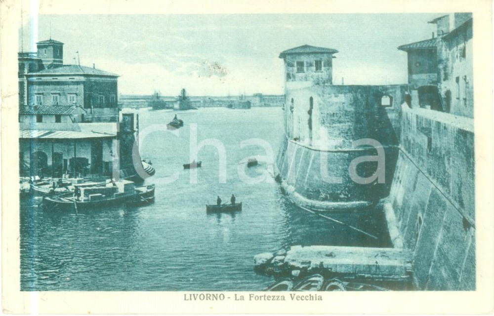 Cartolina originale da collezione 1929 LIVORNO barche alla Fortezza Vecchia Cartolina FP VG 1