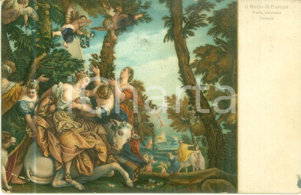 Cartolina originale da collezione 1905 VENEZIA Paolo VERONESE Ratto di EUROPA Cartolina FP VG 1