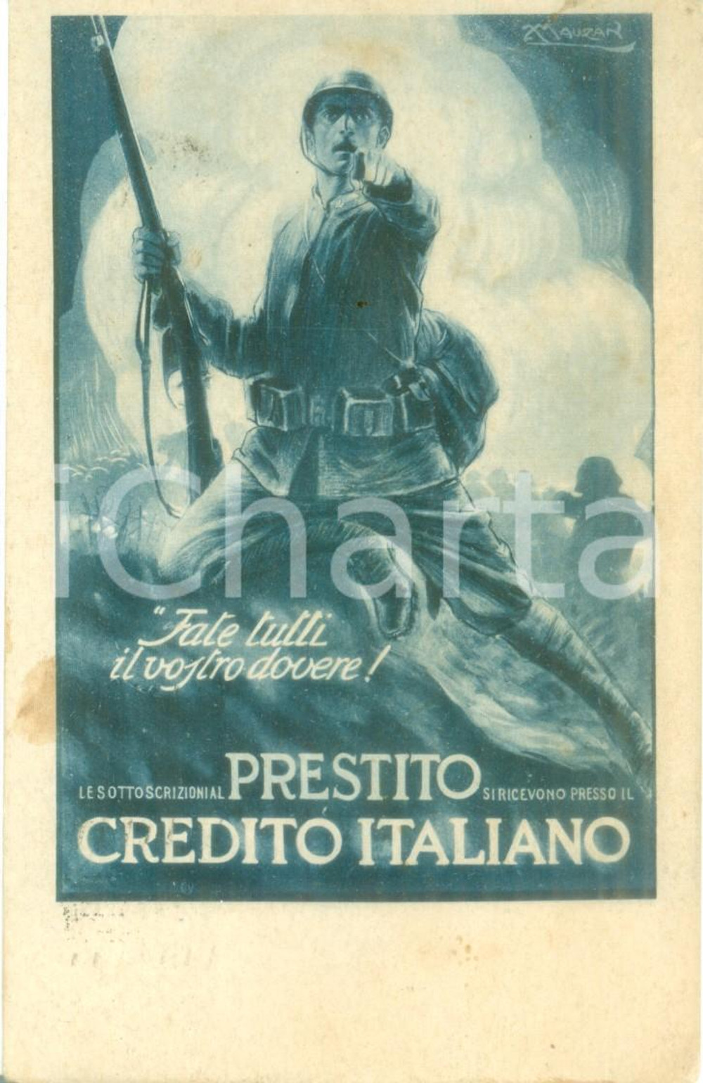 Cartolina originale da collezione 1926 PROPAGANDA Sottoscrivete al Prestito 5% Credito Italiano Cartolina FP VG 1