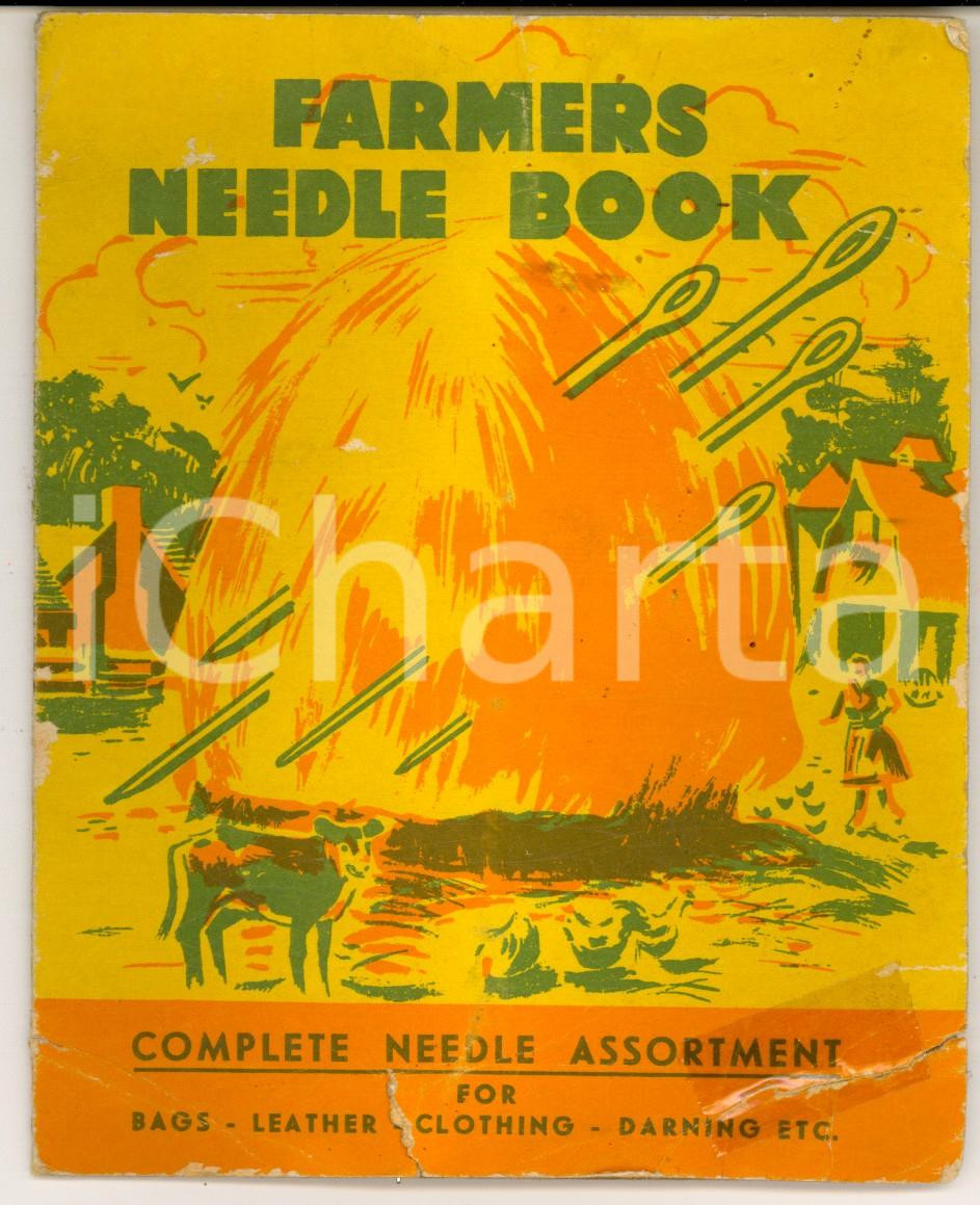 Materiale pubblicitario d’epoca 1960 ca FARMERS NEEDLE BOOK Astuccio pubblicitario con aghi DANNEGGIATO 1