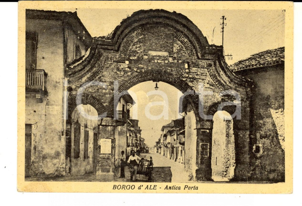 Cartolina originale da collezione 1949 BORGO D ALE VC Antica Porta Cartolina postale ANIMATA FG VG 1