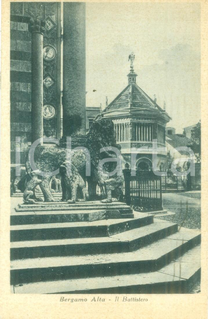 Cartolina originale da collezione 1940 BERGAMO ALTA Veduta del Battistero Cartolina postale FP VG 1
