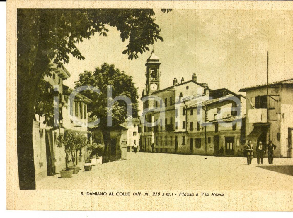 Cartolina originale da collezione 1942 SAN DAMIANO AL COLLE PV Piazza e via Roma Cartolina ANIMATA FG VG 1