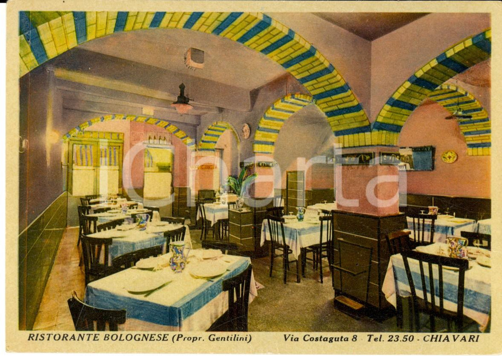 Cartolina originale da collezione 1955 CHIAVARI GE Ristorante BOLOGNESE di GENTILINI Cartolina VINTAGE FG 1