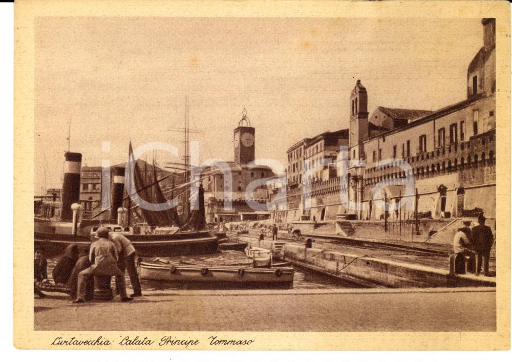 Cartolina originale da collezione 1937 CIVITAVECCHIA RM Calata Principe TOMMASO Cartolina ANIMATA FG VG 1