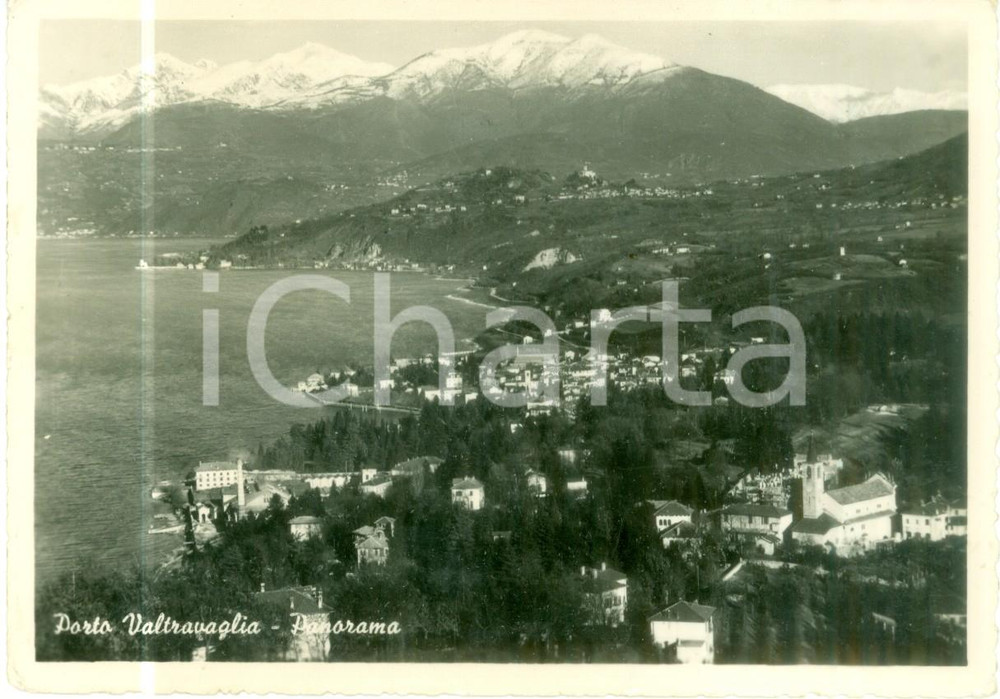 Cartolina originale da collezione 1958 PORTO VALTRAVAGLIA VA Panorama del paese e del lago Cartolina FG VG 1