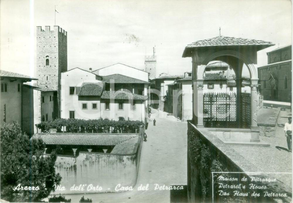 Cartolina originale da collezione 1955 ca AREZZO Casa del PETRARCA in Via dell Orto Cartolina FG NV 1