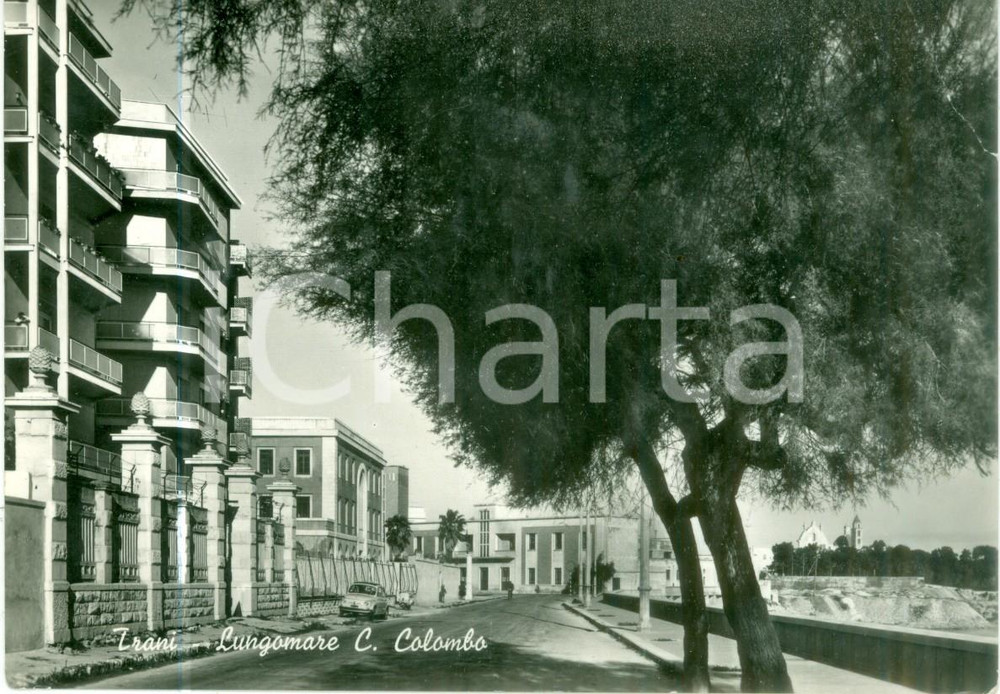 Cartolina originale da collezione 1963 TRANI BT Veduta del lungomare Cristoforo COLOMBO Cartolina FG VG 1