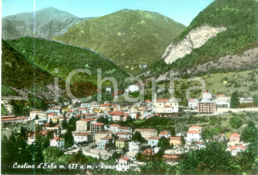 Cartolina originale da collezione 1965 CASLINO D ERBA CO Panorama del paese Cartolina FG VG 1