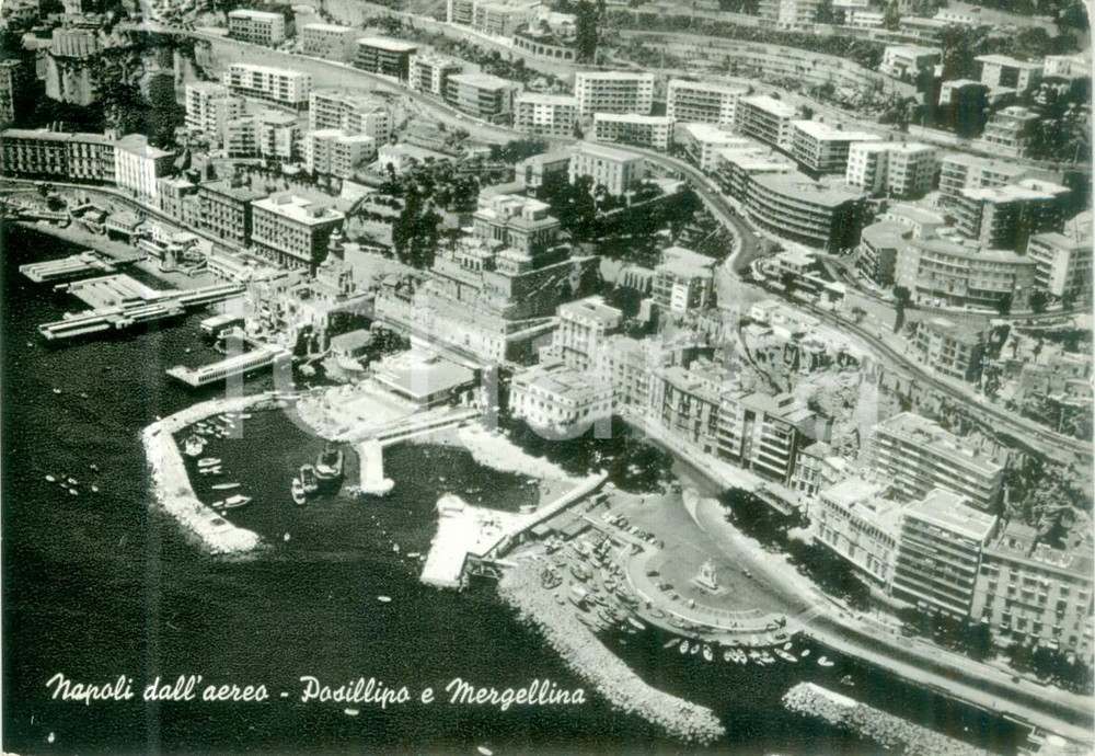 Cartolina originale da collezione 1966 NAPOLI Veduta aerea di POSILLIPO e MERGELLINA Cartolina FG VG 1