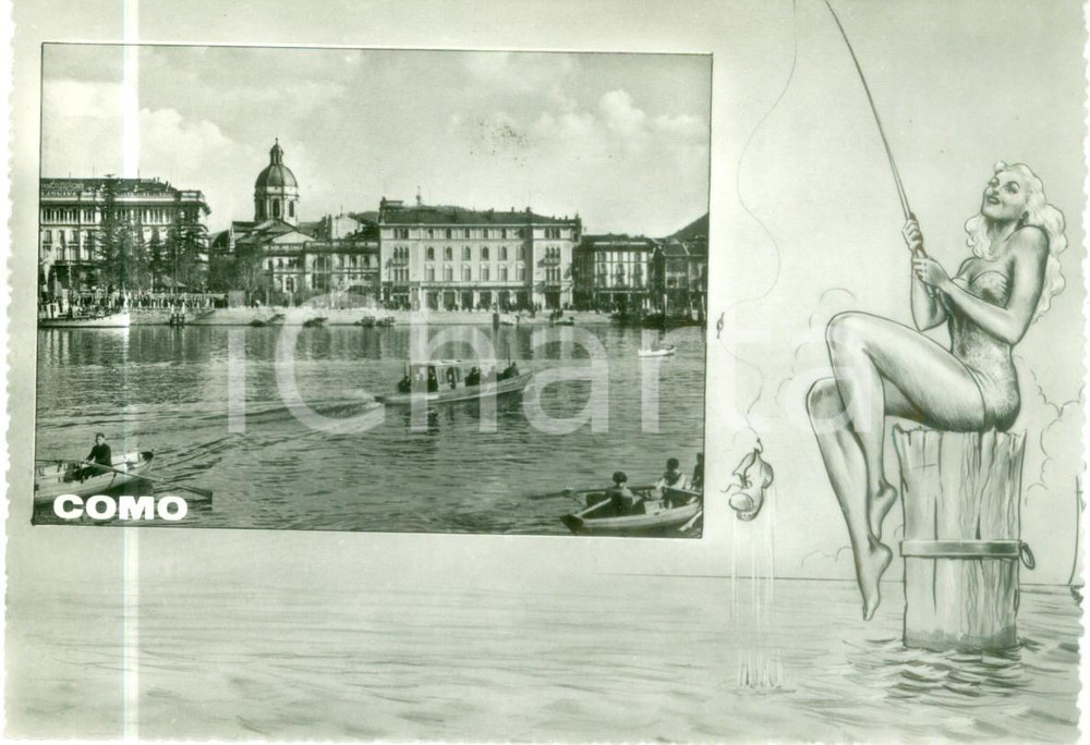 Cartolina originale da collezione 1955 COMO Panorama della cittÃ  vista dal Lago Cartolina FG NV 1