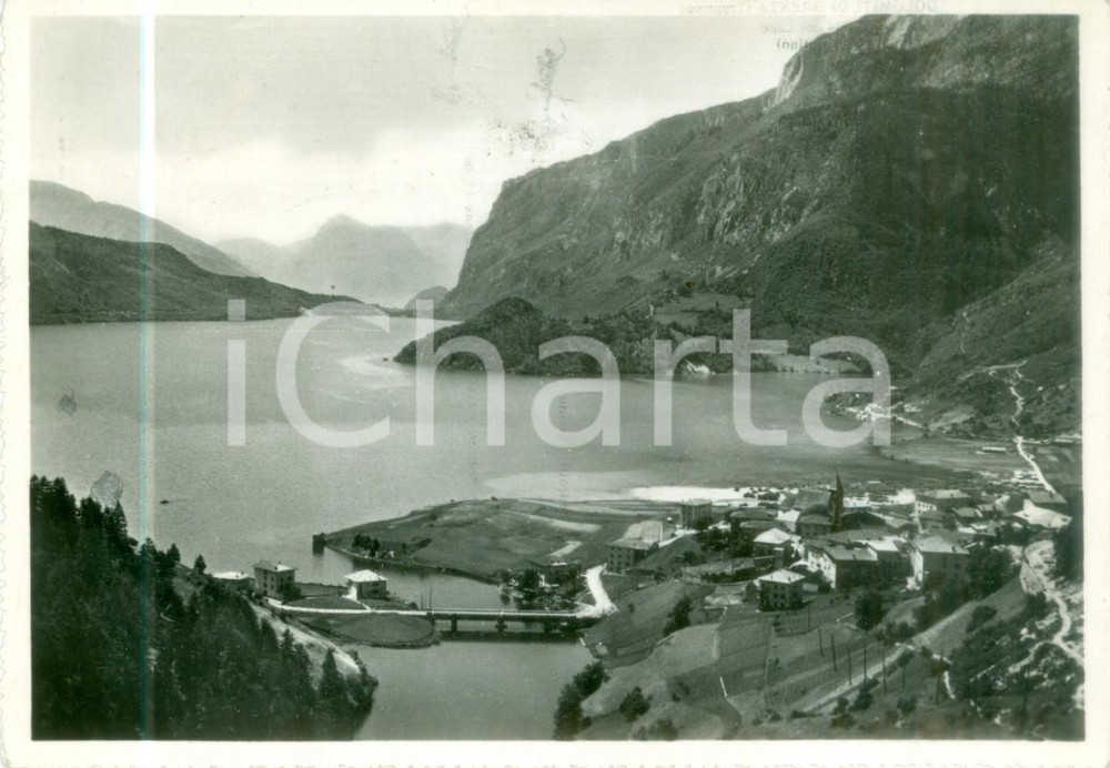 Cartolina originale da collezione 1951 MOLVENO TN Panorama con lago e DOLOMITI DI BRENTA Cartolina FG VG 1