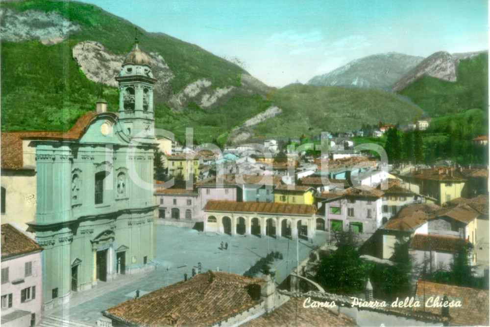 Cartolina originale da collezione 1955 ca CANZO CO Panorama di Piazza della Chiesa Cartolina FG NV 1
