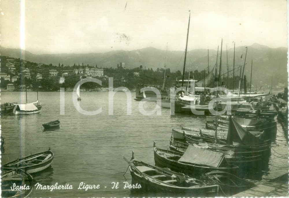 Cartolina originale da collezione 1944 SANTA MARGHERITA LIGURE Barche al porto Cartolina FG VG Sovrastampa RSI 1
