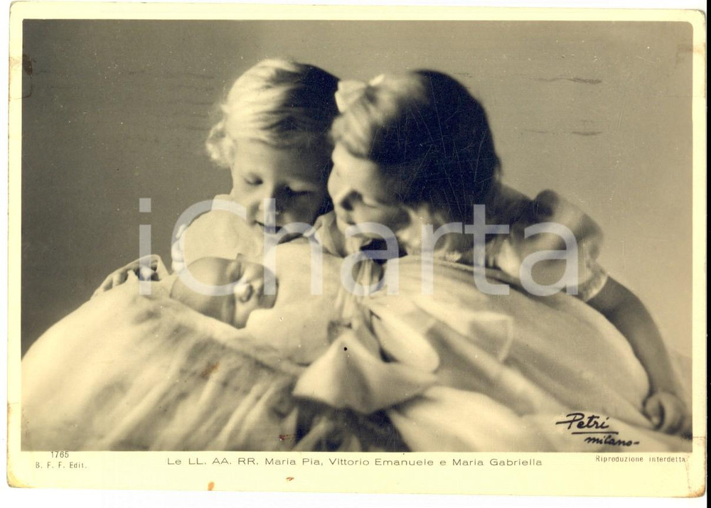 Cartolina originale da collezione 1940 SAVOIA Principi Maria Pia, Vittorio Emanuele e Maria Gabriella Cartolina 1