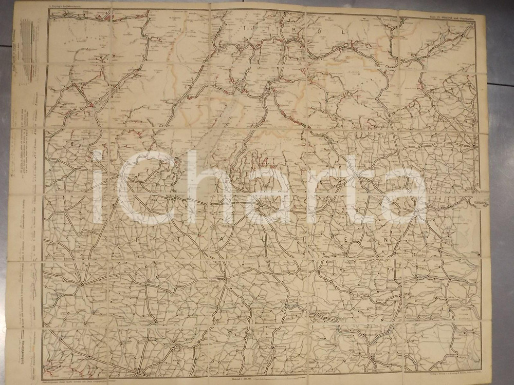 Mappa, planimetria storica 1902 SUDTIROLO  VENEZIA  CREMONA Mappa 70x55 cm Fortunato ZOROVICH 1