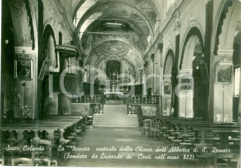 Cartolina originale da collezione 1955 ca SESTO CALENDE VA Chiesa dell Abbazia di SAN DONATO Cartolina FG NV 1