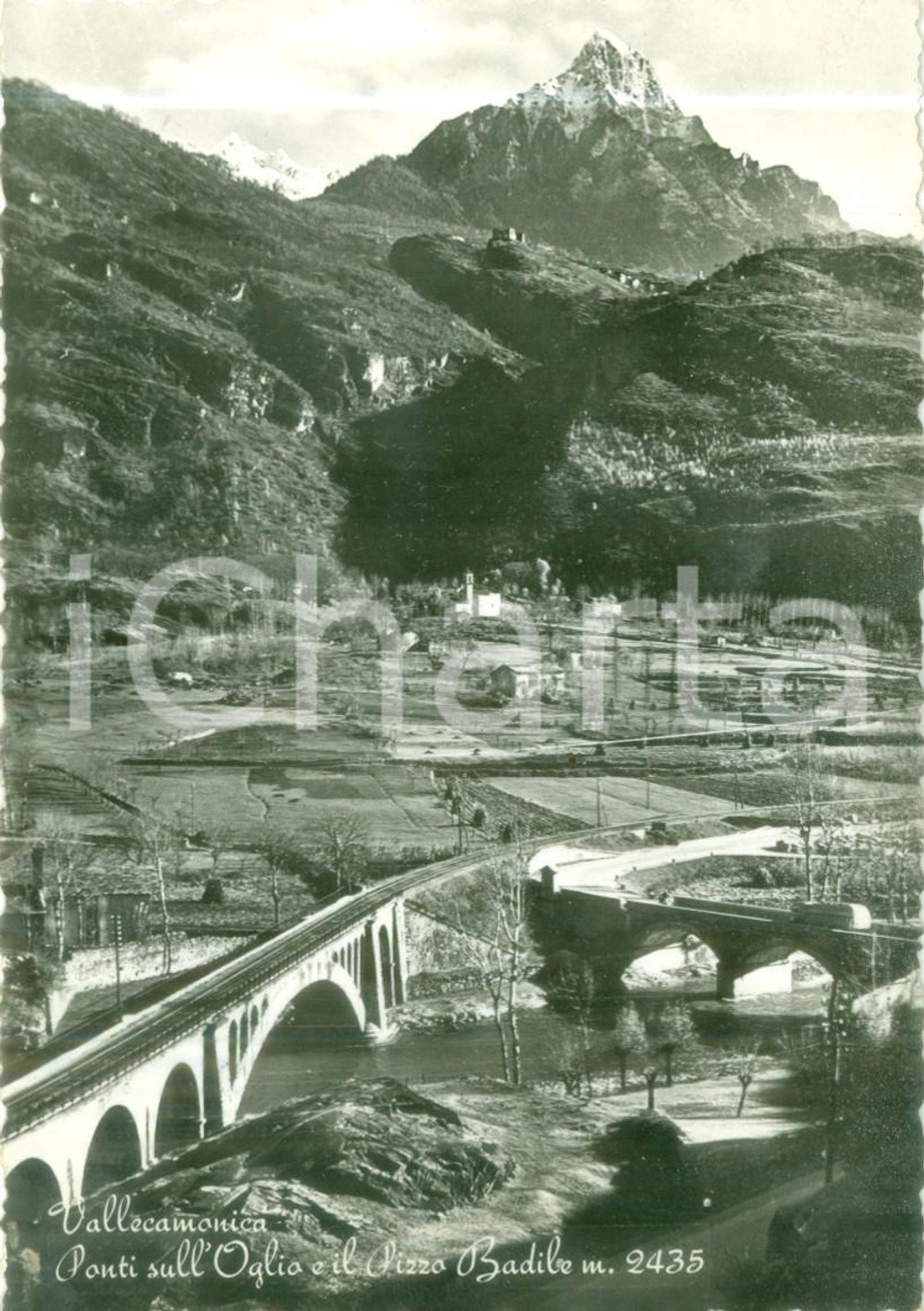 Cartolina originale da collezione 1956 VALLE CAMONICA Ponti sull OGLIO e Pizzo Badile Cartolina FG VG 1