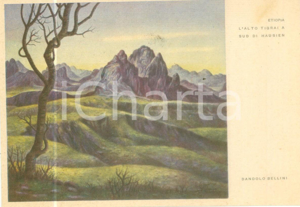 Cartolina originale da collezione 1940 ca ETIOPIA Alto TIGRAI sud di HAUSIEN Illustrata Dandolo BELLINI Cartolina 1