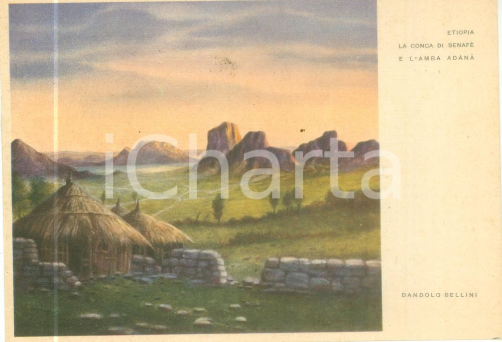 Cartolina originale da collezione 1940 ca ETIOPIA La Conca di SENAFÃˆ Illustrata Dandolo BELLINI Cartolina FG NV 1