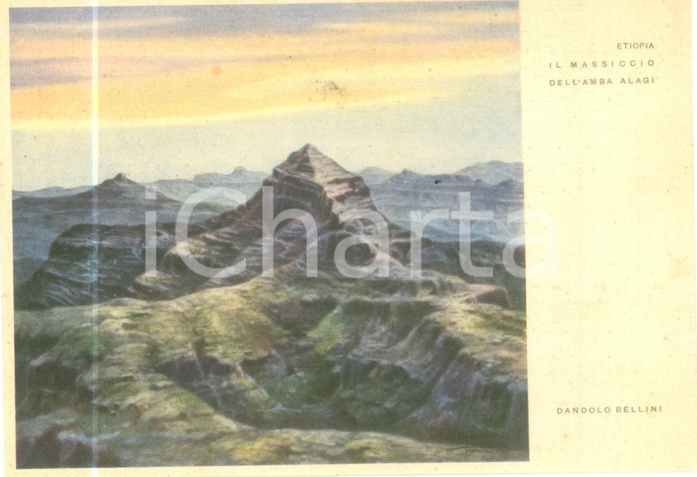 Cartolina originale da collezione 1940 ca ETIOPIA Massiccio AMBA ALAGI Illustrata Dandolo BELLINI Cartolina FG NV 1