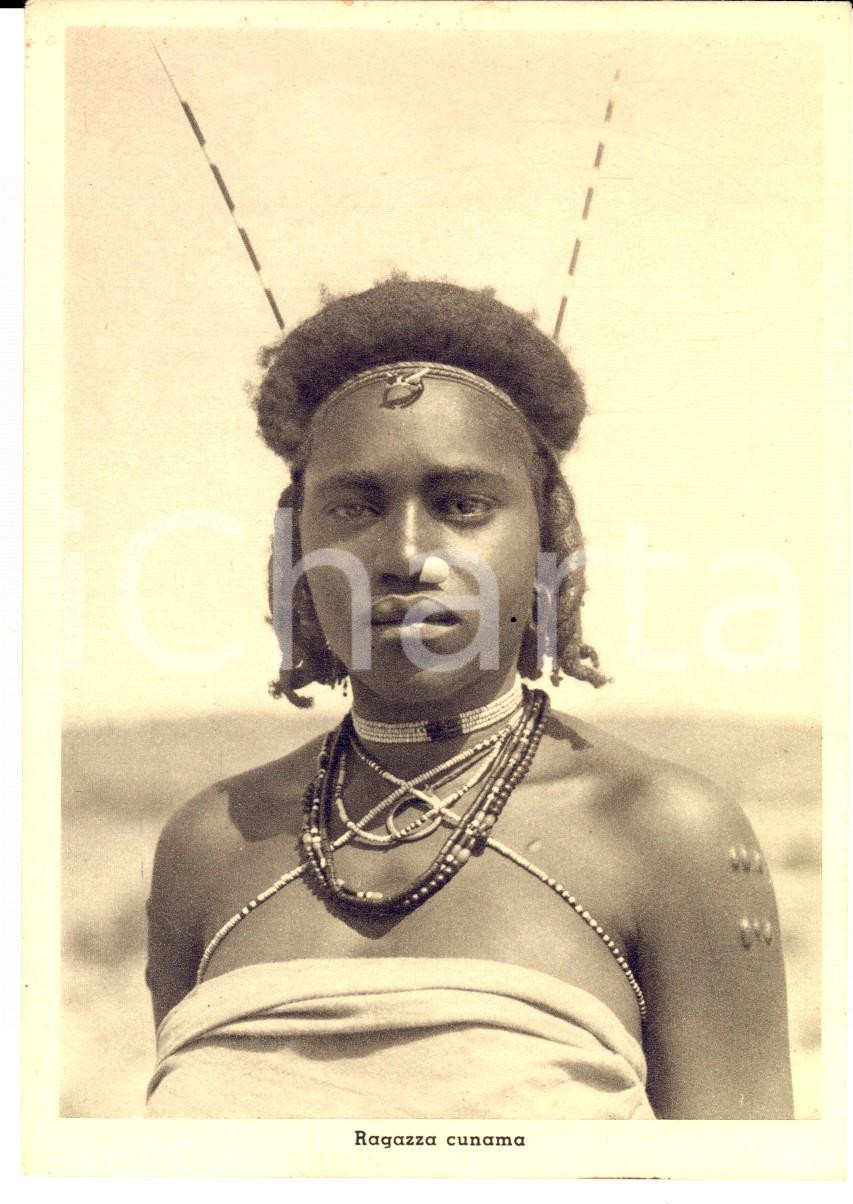 Cartolina originale da collezione 1936 AOI COSTUMI ERITREA Ragazza cunama Cartolina postale FG NV 1