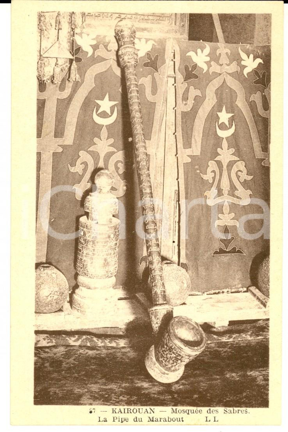 Cartolina originale da collezione 1920 ca KAIROUAN TUNISIE MosquÃ©e des SABRES  Pipe du Marabout Carte postale 1