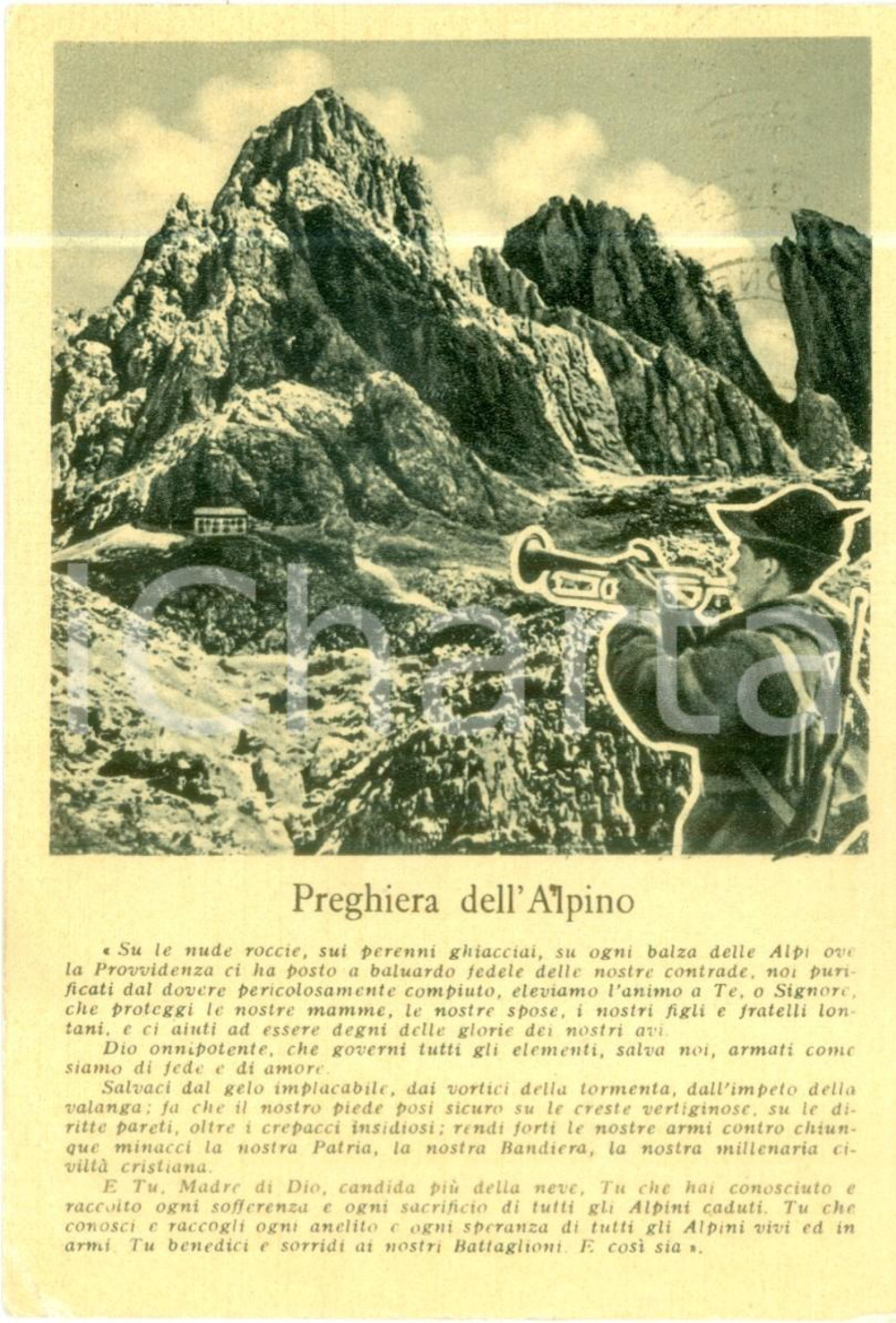 Cartolina originale da collezione 1960 MONTORIO VERONESE Preghiera dell Alpino 12Â° C.A.R. Cartolina FG VG 1