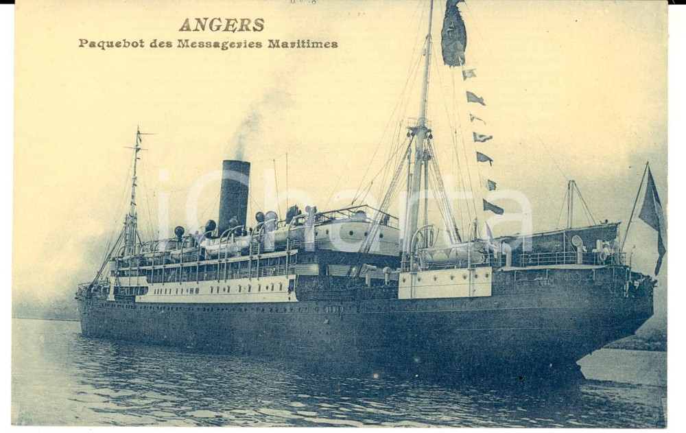 Cartolina originale da collezione 1915 ca ANGERS Paquebot des  MESSAGERIES MARITIMES Carte postale FP NV 1