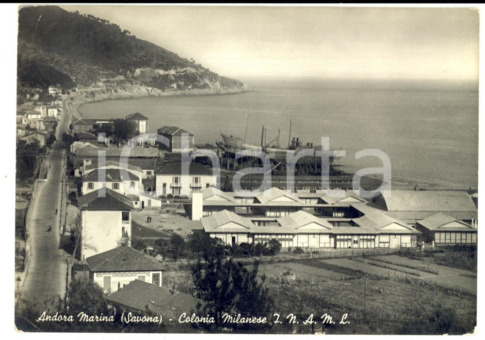 Cartolina originale da collezione 1951 ANDORA SV La colonia milanese INAML Cartolina postale VINTAGE FG VG 1