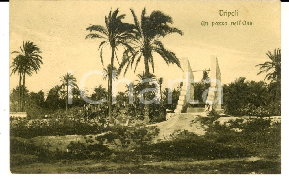 Cartolina originale da collezione 1913 TRIPOLI LIBIA Un pozzo nell oasi Cartolina postale FP VG 1