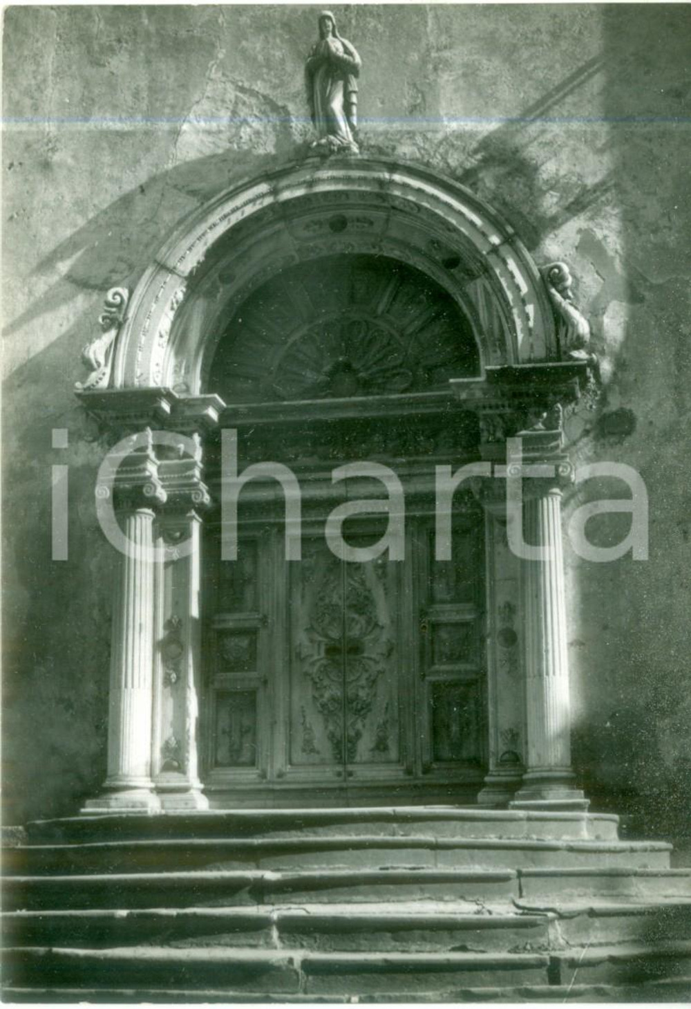 Cartolina originale da collezione 1958 PALAZZOLO SULL OGLIO BS Portale della vecchia Parrocchia Cartolina FG VG 1