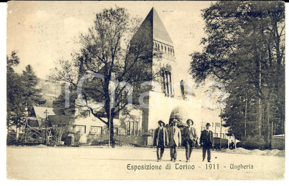 Cartolina originale da collezione 1911 EXPO TORINO Padiglione dell UNGHERIA Cartolina ANIMATA FP VG 1