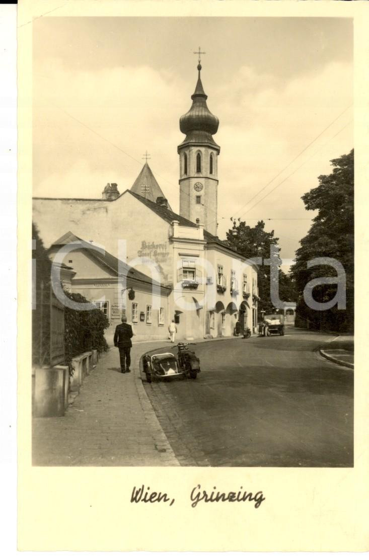 Cartolina originale da collezione 1950 WIEN A Una via del quartiere GRINZING Cartolina ANIMATA FP NV 1
