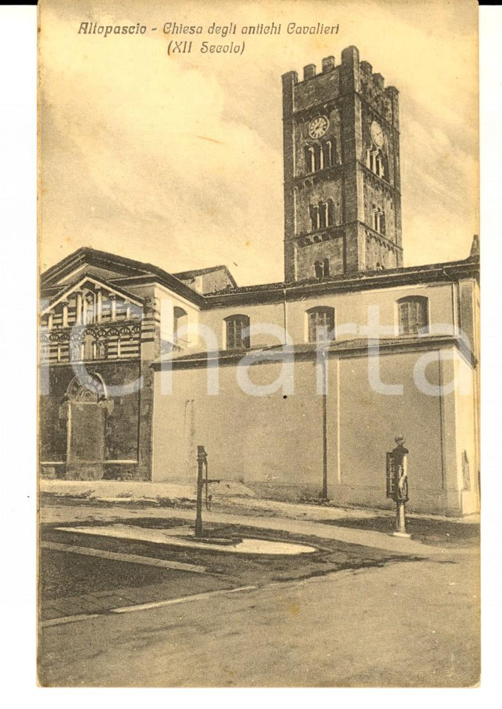 Cartolina originale da collezione 1934 ALTOPASCIO LU Chiesa degli Antichi Cavalieri Cartolina postale FP NV 1