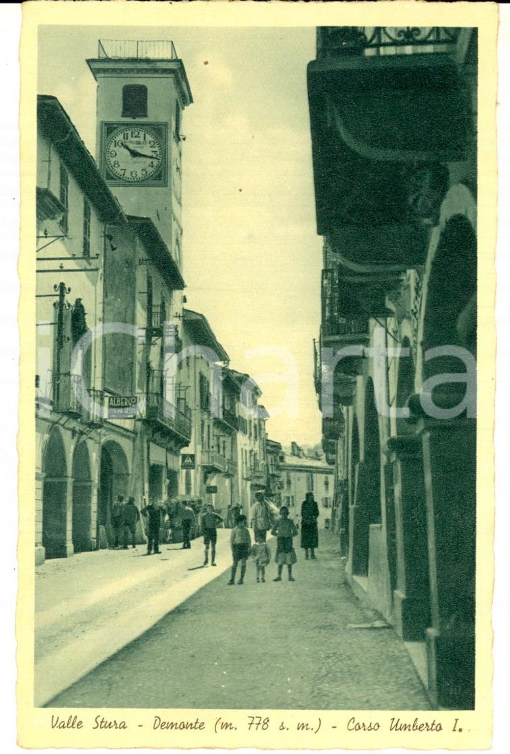 Cartolina originale da collezione 1936 DEMONTE CN Corso Umberto I Cartolina ANIMATA bambini FP NV 1