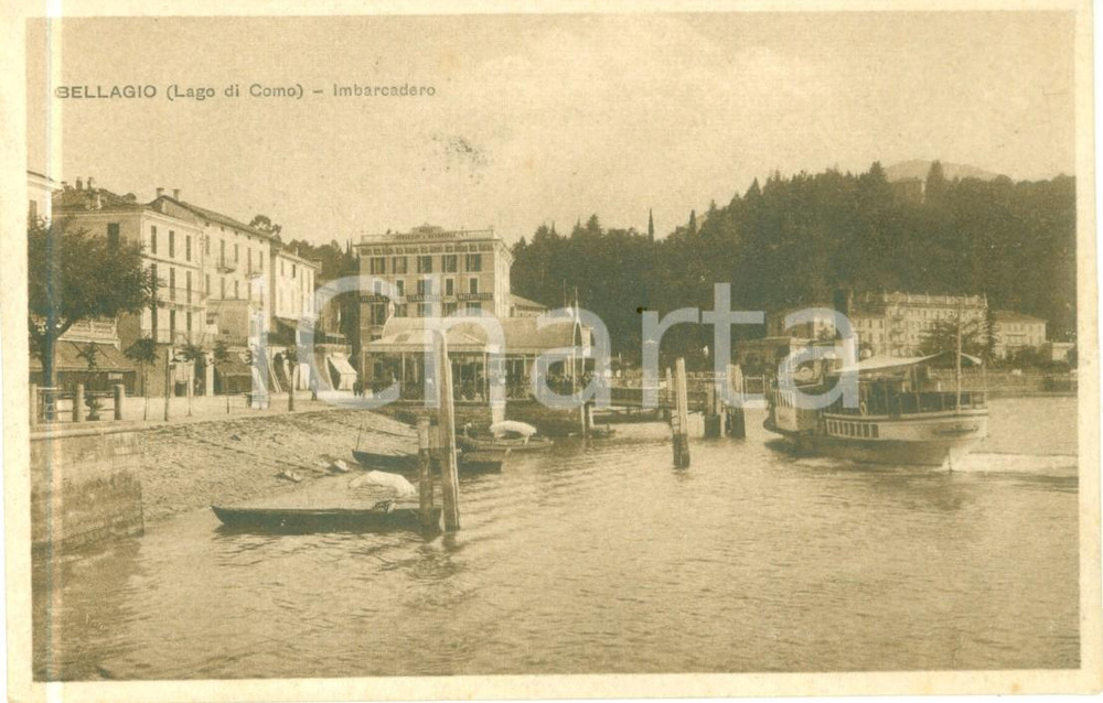 Cartolina originale da collezione 1930 ca BELLAGIO CO Traghetto accosta all imbarcadero Cartolina FP NV 1