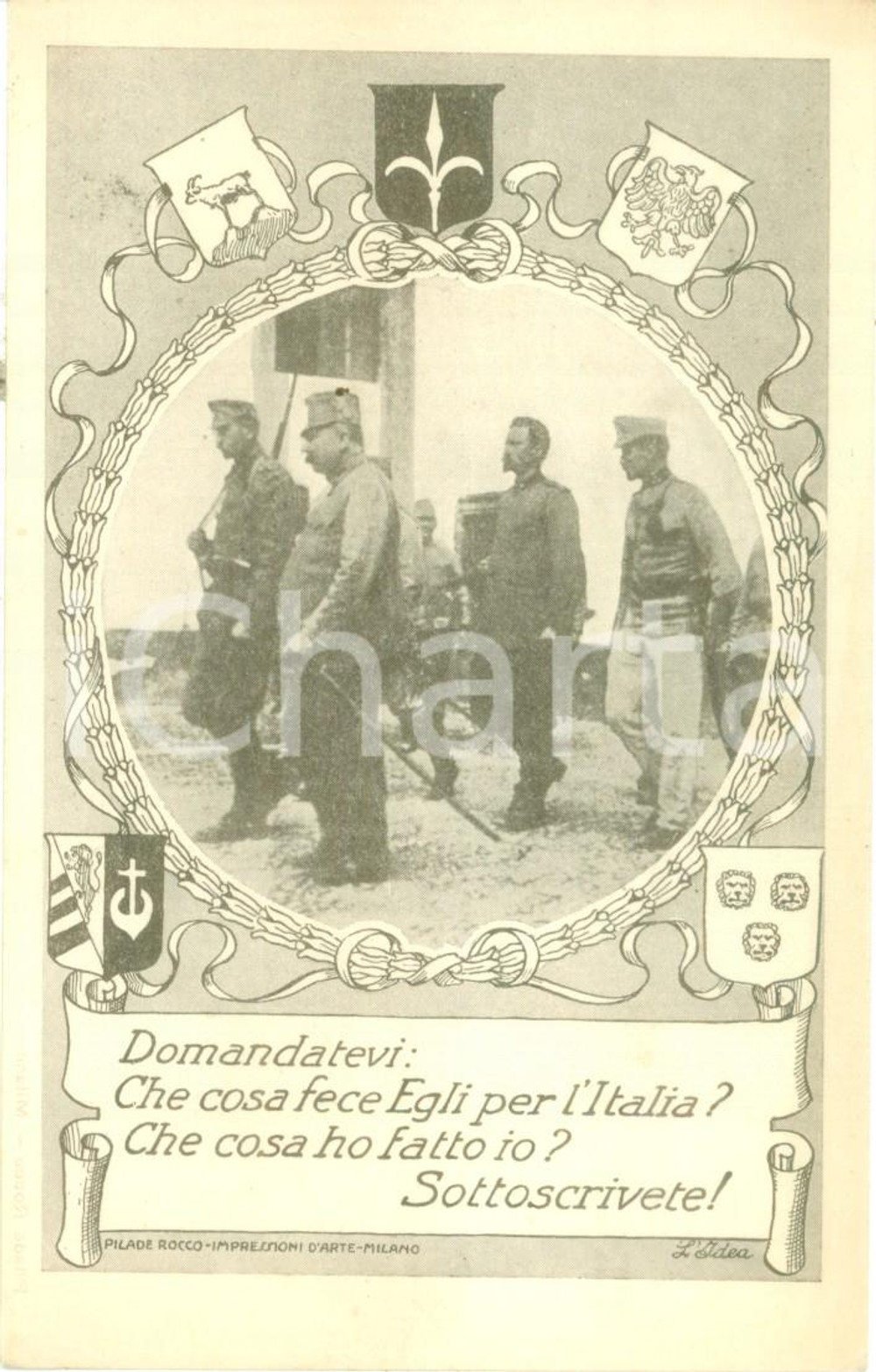 Cartolina originale da collezione 1915 ca PROPAGANDA WW1 Sottoscrivete prestito per l ITALIA Cartolina FP NV 1