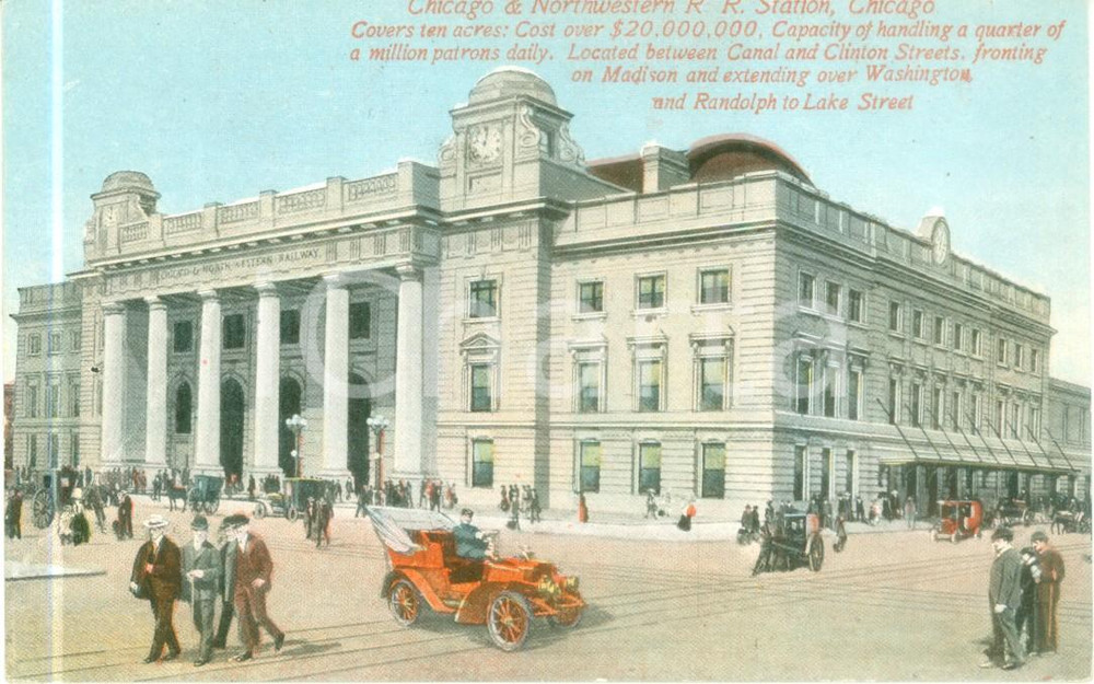 Cartolina originale da collezione 1920 ca CHICAGO USA Chicago & Northwestern Rail Road Station Cartolina FP NV 1