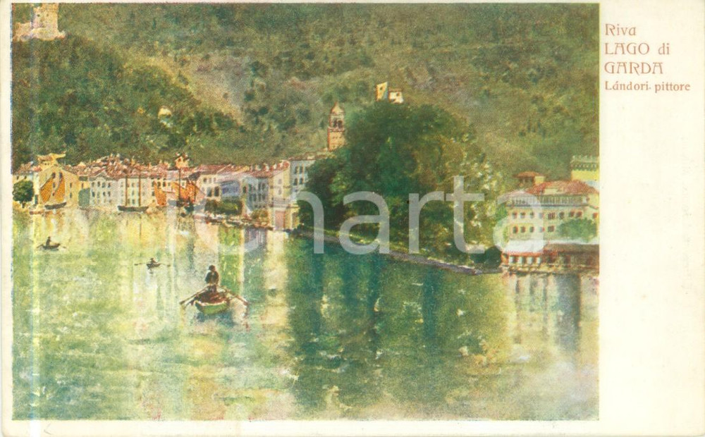 Cartolina originale da collezione 1918 RIVA DEL GARDA BS Il Lago di GARDA Pittore LANDORI Cartolina FP NV 1