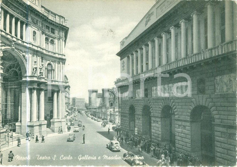 Cartolina originale da collezione 1956 NAPOLI Teatro San Carlo Galleria Maschio Angioino Cartolina FG VG 1