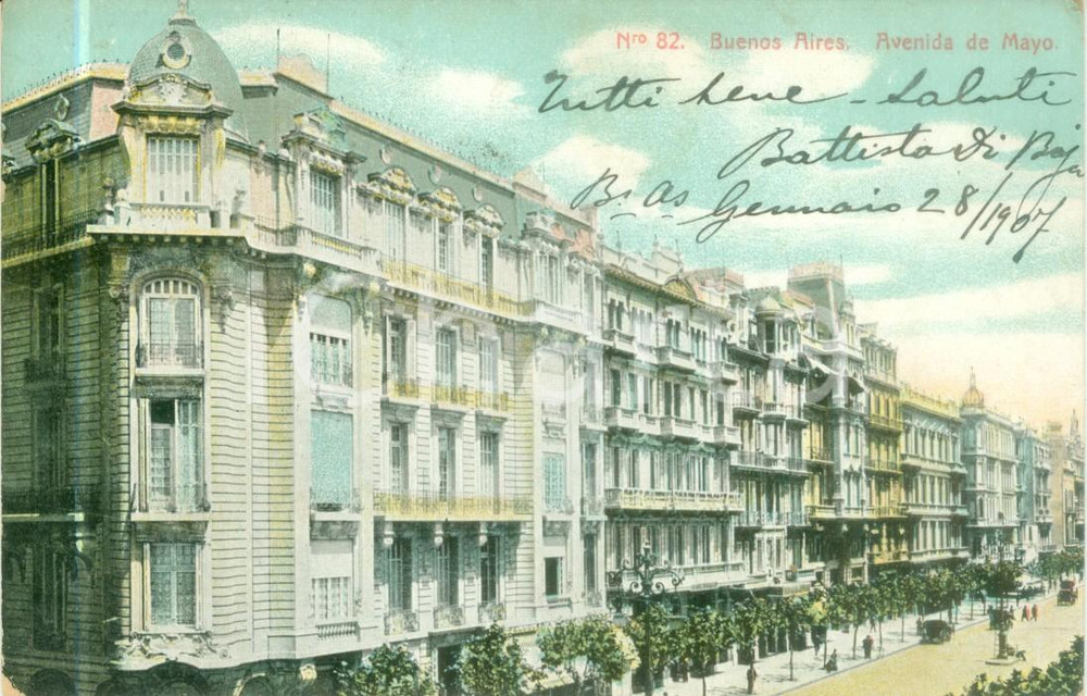 Cartolina originale da collezione 1907 BUENOS AIRES ARGENTINA Veduta di Avenida de Mayo Cartolina FP VG 1