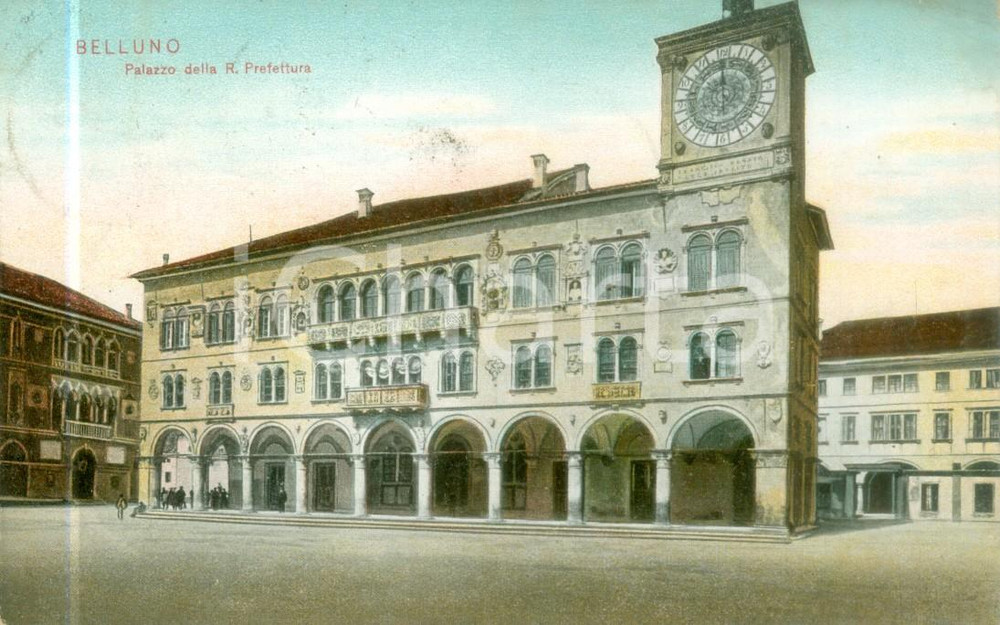 Cartolina originale da collezione 1917 BELLUNO Palazzo della Regia PrefetturaCartolina FP VG 1